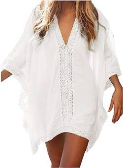 Hanaoops Damen Strandkleid V Ausschnitt Bikini Abdecken Kurz Strandponcho Sommer Sexy Beachwear Cover Ups Badeanzug Bedecken Pareos von Hanaoops