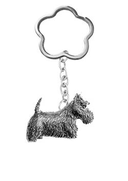 D18 Scottish Terrier Zinn Emblem auf einer sehr starken Wolke / Blume Schlüsselanhänger für mehrere Schlüssel 3D von Hand Creations