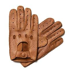 Exklusive Auto Lederhandschuhe aus Peccary, ungefüttert, Autofahrerhandschuhe mit Finger, handgenäht,Lederhandschuhe Pekari, Motorradhandschuhe, Herren und Damen (7,5, Cork) von Hand Gewand by Weikert