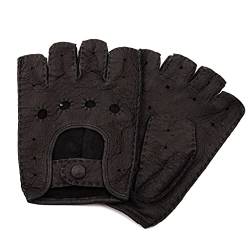 Exklusive fingerlose Auto Handschuhe aus echtem Peccary Leder, handgenäht, Herren, Germany (8, schwarz) von Hand Gewand by Weikert