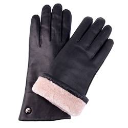 Hand Gewand by Weikert Exklusive Lederhandschuhe aus Lammnappa gefüttert mit Merino Lammfell, Touchscreen, langer Schnitt bis über das Handgelenk, Damen Lammfellhandschuhe von Hand Gewand by Weikert