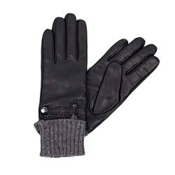 Hand Gewand by Weikert STELLA New Edition - Damen Lederhandschuhe mit langer wärmender Strickstulpe, Touchscreen fähig, weiches Lammnappe Leder extra warm und elegant von Hand Gewand by Weikert