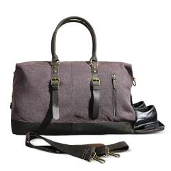 Wasserabweisend Canvas Crazy Horse Leder Reisetasche 35L Trim Unisex Handgepäck Weekender Tasche Sporttasche für Reise Wochenende Urlaub FB8151 (X-8154- Kaffee) von Handadsume