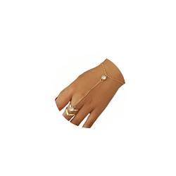 Handcess Boho Kristall Armbänder Gold Handgeschirr Armreif Fingerringe Hand Zubehör für Frauen und Mädchen von Handcess