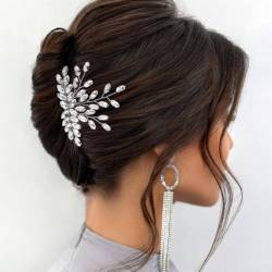 Handcess Braut Hochzeits Haarkämme Silber Kristall Haarteile Strass Haar Seitenkämme Braut Haarschmuck für Frauen und Mädchen von Handcess