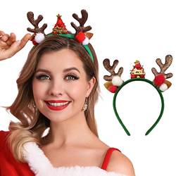 Handcess Weihnachten Rentier Stirnbänder Xmans Bäume Haarreifen Geweih Haarbänder Weihnachten Urlaub Party Dekoration Haarschmuck für Frauen und Mädchen von Handcess