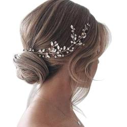 Handsess Braut Hochzeits Haarranken Silberner Kristall Kopfschmuck Stirnband Strass Braut Haarschmuck für Frauen und Mädchen von Handcess