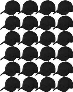 24 Stück Blanko Baseballkappe Verstellbarer Rücken Gurt Einfarbig Blank Camouflage Hut Unisex Baseballkappe für Trucker Herren Damen, schwarz, Einheitsgröße von Handepo