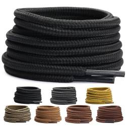 Handshop 2 Paar Runde Stiefel Schnürsenkel ø4 mm Sportschuhe Ersatz, Reißfeste Schnürsenkel für Arbeitsschuhe,Outdoorschuhe,Wanderschuhe,Trekkingschuhe,Boots Shoelaces (Schwarz 120cm) von Handshop