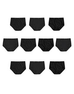 Hanes Damen Baumwoll-Slips, Vorteilspack, 10 Stück, sortierte Unterhosen (Farben können variieren) Unterwäsche, Schwarz, 9 (10er Pack) von Hanes