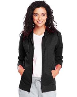 Hanes Damen Jersey Full Zip Hoodie - Schwarz - Mittel von Hanes