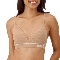 Hanes Damen Originals Contour Wireless, Seamless Rib Bralette, ComfortFlex Fit BH, Deep Glow, Large von Hanes