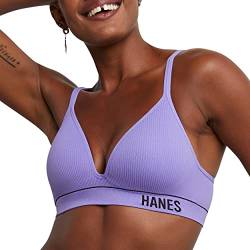 Hanes Damen Originals Contour Wireless Seamless Rib Bralette, ComfortFlex Fit, bügelfreie BHS für Frauen BH, Lebendiger Lavendel, Medium von Hanes