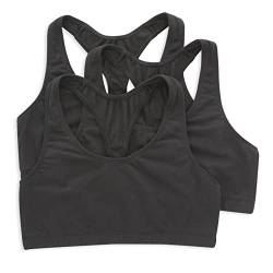 Hanes Damen Racerback Bralette, Stretch Cotton Knit Low-Impact, Feuchtigkeitsableitende Baumwolle T-Back Bra Top, 3er Pack BH, Undurchsichtige, Schwarz/Schwarz/Schwarz, Medium von Hanes