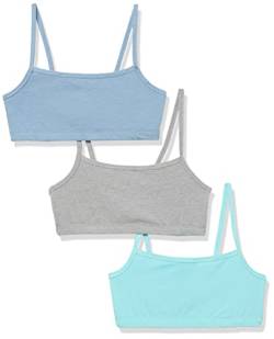 Hanes Damen String, Low Impact, kühlender Stretch-Baumwoll-Bralette, 3er-Pack BH, Jeansjacke/Concrete Heather/Ultra Blue, small von Hanes