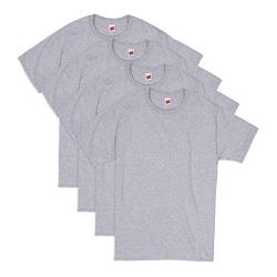 Hanes Essentials Herren T-Shirt Pack Herren Kurzarm Tees Rundhals Baumwolle T-Shirts für Männer Value Pack, Leichter Stahl, 4 Stück, Klein von Hanes