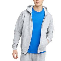 Hanes Herren, EcoSmart Fleece Full Hoodie, Zip Up Hooded Sweatshirt Kapuzenpullover, Asche, Small von Hanes