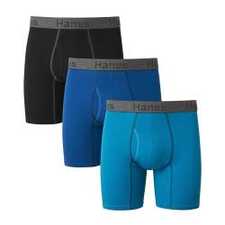 Hanes Herren 3er-Pack Comfort Flex Fit Ultra Soft Stretch Boxershorts, erhältlich Long Leg Retroshorts, Reguläre Beine, Sortiert, XXL von Hanes