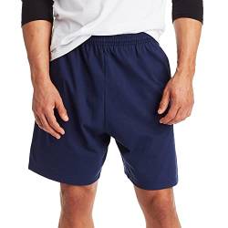 Hanes Herren Athletic Shorts Favorite Baumwolle Jersey Shorts Schlupfhose Strickshorts mit Taschen Strick Gym Shorts 19,1 cm Schrittlänge, Navy, XL von Hanes