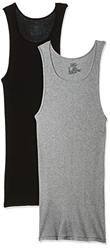 Hanes Herren Baumwolle Tank Unterhemden Pack, feuchtigkeitsableitende gerippte Tanks, leichte Baumwolle Tank Unterhemden 3er-Pack, Sortiert, 2 Stück, Klein von Hanes