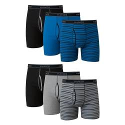 Hanes Herren Boxershorts, ohne Etikett, 6er-Pack Retroshorts, 6 Stück – gestreift Sortiert, X-Large von Hanes