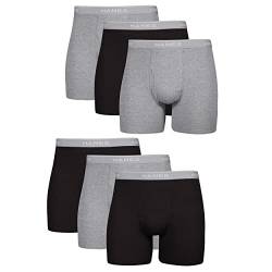 Hanes Herren Boxershorts, ohne Etikett, Retroshorts, 6er-Pack – Schwarz/Grau, Small von Hanes