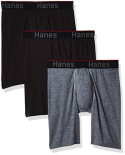 Hanes Herren Comfort Flex Fit Long Leg Total Support Pouch Boxershorts, 3er-Pack Retroshorts, Sortiert, L von Hanes