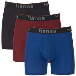 Hanes Herren Comfort Flex Fit Total Support Pouch Boxershorts, 3er-Pack Retroshorts, Regular Leg-Blau/Rot/Schwarz-3er-Pack, M von Hanes