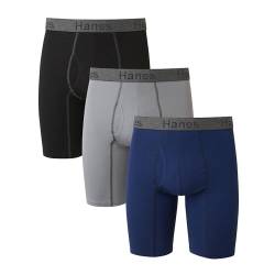 Hanes Herren Comfort Flex Fit Ultra Soft Long Leg Boxershorts, 3er-pack Retroshorts, Lange Beine, Sortiert, 3 Stück, XL EU von Hanes