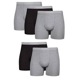 Hanes Herren Cool Dri Tagless Boxershorts met comfortabele flex-bund, Multipack5/5/5/5/8/8/8/10/2008/2008/2008/20 Retroshorts, Schwarz/Grau, 5 Stück, L EU von Hanes