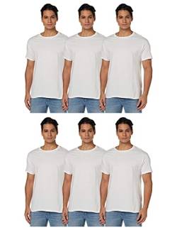 Hanes Herren Essentials T-Shirt Mit Kurzen Ärmeln, 6 Stück Athletic-Shirts, Weiß 6er Pack, XL EU von Hanes