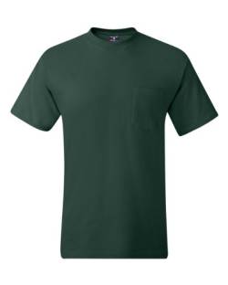 Hanes Herren Heavyweight Pocket T-Shirt, Beefy-T Full-Cut Cotton Pocket Tee für Männer, Crewneck T-Shirt für Männer, 1er oder 2er Pack, Deep Forest – 1er-Pack, XX-Large von Hanes