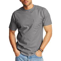 Hanes Herren Heavyweight Pocket T-Shirt, Beefy-T Full-Cut Cotton Pocket Tee für Männer, Crewneck T-Shirt für Männer, 1er oder 2er Pack, Rauchgrau, 1 Stück, 3X-Groß von Hanes