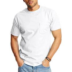 Hanes Herren Heavyweight Pocket T-Shirt, Beefy-T Full-Cut Cotton Pocket Tee für Männer, Crewneck T-Shirt für Männer, 1er oder 2er Pack, Weiß - 1 Packung, 3X-Groß von Hanes