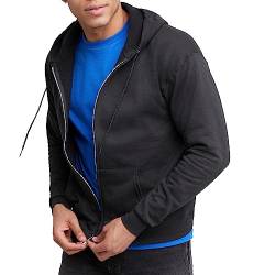 Hanes Herren Hoodie EcoSmart Fleece Zip Front Hooded Sweatshirt Cotton-Blend Fleece Hooded Sweatshirt Midweight Zip Up, schwarz, Large von Hanes