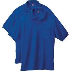 Hanes Herren Kurzarm Jersey Pocket Polo (2er Pack), Deep Royal, 3X-Groß von Hanes