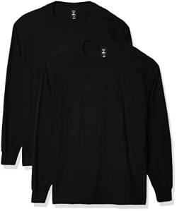 Hanes Herren Langarmshirt Beefy-T Shirt (2er Pack), schwarz, X-Groß von Hanes