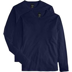 Hanes Herren Longsleeve Premium T-Shirt (2er Pack), Navy, Mittel von Hanes