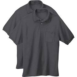 Hanes Herren Men's Short-Sleeve Jersey Pocket Polo (Pack of 2) Polohemd, Charcoal Heather, Groß von Hanes