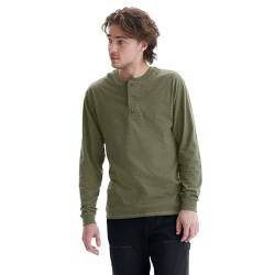 Hanes Herren T-Shirts, Beefyt Baumwolle Langarmhemden Henley-Hemd, Camouflage Green Heather, 3X-Groß von Hanes