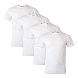 Hanes Herren Ultimate Crewneck Unterhemd Slim Fit Fresh IQ Tee Schwarz & Weiß 4er-Pack, Weiß – 4 Stück, Mittel von Hanes