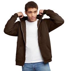 Hanes Herren Ultimate Full-Zip Hoodie, Kapuzen-Fleece-Sweatshirt mit Reißverschluss Jacke, Dark Chocolate, Large von Hanes