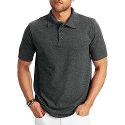 Hanes Herren kurzärmeliges X-Temp W/FreshIQ Polo, Charcoal Heather, Groß von Hanes