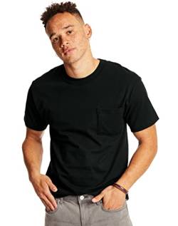 Hanes Men's 2 Pack Short Sleeve Pocket Beefy-T, Black, 3X-Large von Hanes