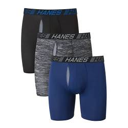 Hanes Men's Total Support Pouch Boxer Briefs Pack, Anti-Chafing, Moisture-Wicking Underwear with Cooling (Trunks Available), Long Leg-Assorted, XXL (Pack of 3) von Hanes