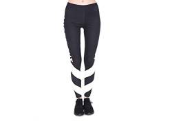 Hanessa Frauen Leggins Bedruckte Leggings Hose Frühling Sommer Kleidung Workout Outfit Schwarz Weiß L190 Geschenk für Mädchen zu Weihnachten von Hanessa