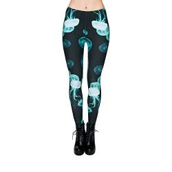 Hanessa Frauen Leggins Bedruckte Leggings Hose Frühling Sommer Kleidung leuchtende Qualle Quallen L124 Geschenk für Mädchen zu Weihnachten von Hanessa