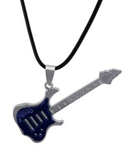 Hanessa Herren / Damen Schmuck Edelstahl E-Gitarre blau Halskette Geschenk zu Weihnachten Gitarristen Musiker Geschenk zu Weihnachten für Mann oder Frau / Freund oder Freundin Unisex von Hanessa