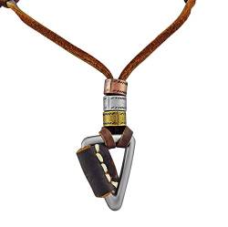 Hanessa Herren-Schmuck Echt-Leder Halskette für Männer in Braun Pfeil-Spitze Anhänger Bronze / Silber / Gold Geschenk zu Weihnachten für den Freund / Mann von Hanessa