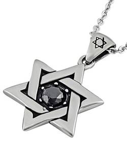 Hanessa Herren-Schmuck Edelstahl Halskette Silber Davidstern Stern Symbol Geschenk zu Weihnachten für den Freund / Mann von Hanessa